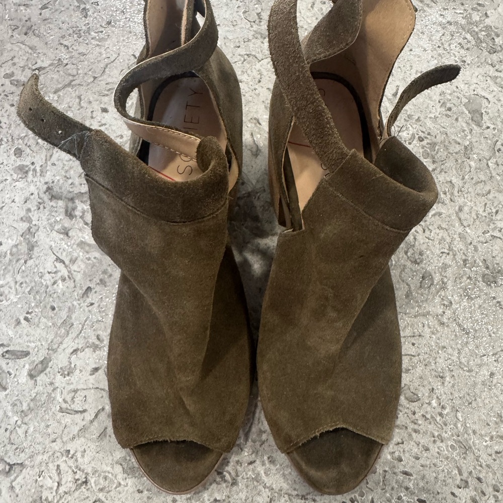 Sole Society Olive Suede Heeled Boots
